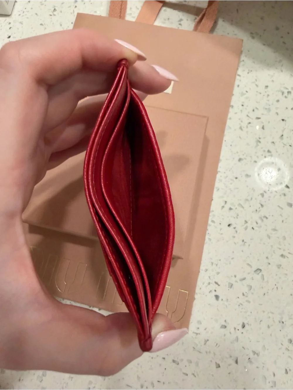 Miu Miu Red Matelassé Leather Card Holder with Gold